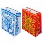Пакет подарочный бумажный 18x21x8,5см, "Народные узоры", 2 дизайна, арт.539